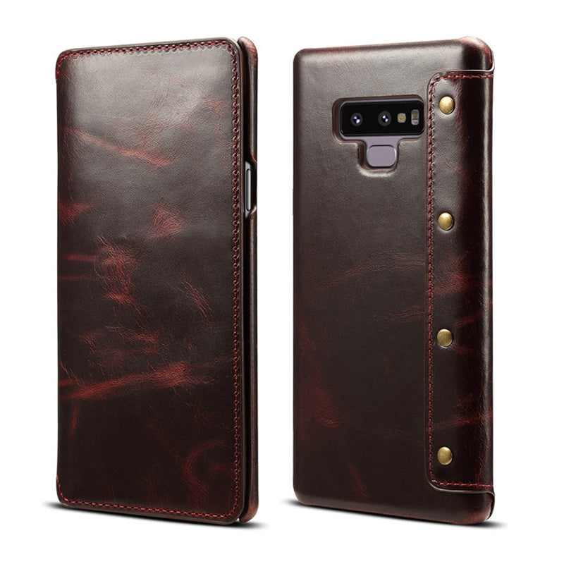 Luxury Business Style Genuine Real Leather Case for Samsung Galaxy S8 S9 S10 Plus Case Flip Wallet Card for Samsung