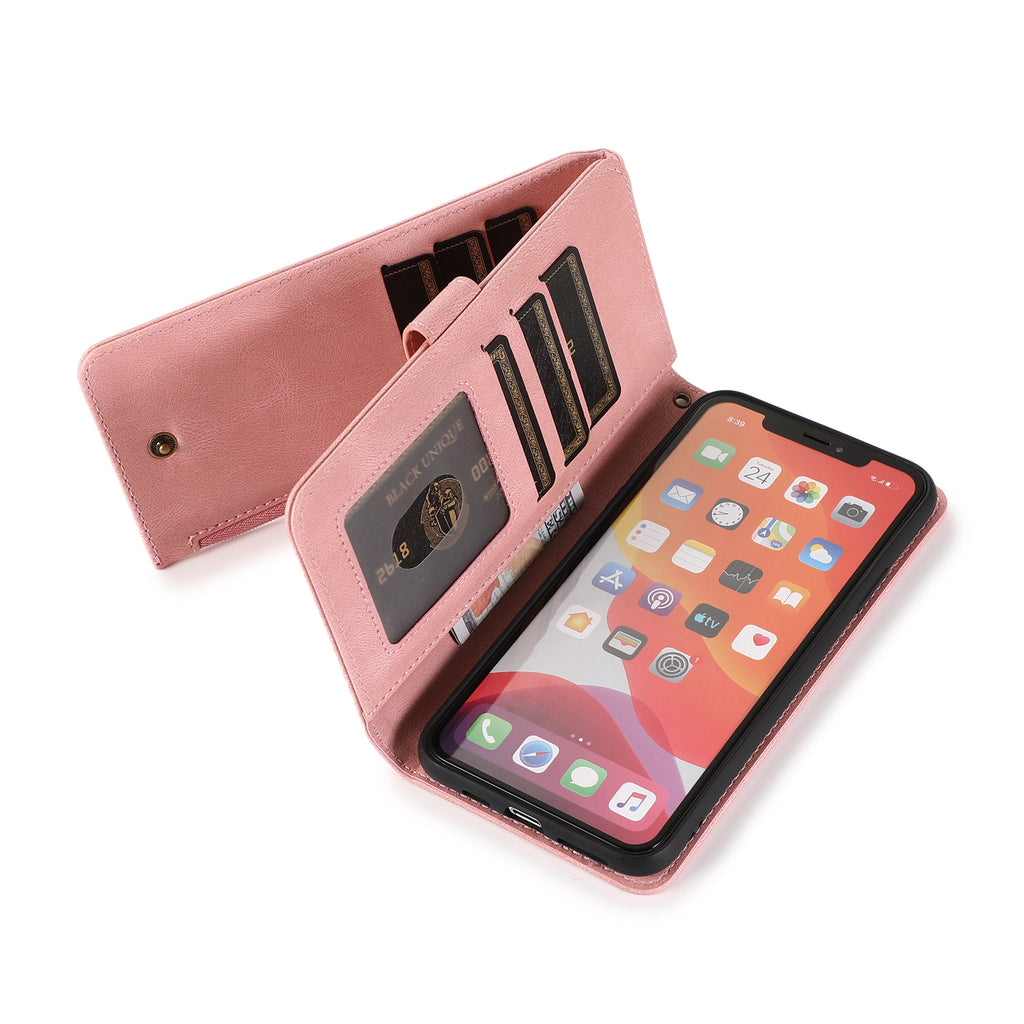 Ip12promax wallet leather case suitable for Ip11 stand phone case protective case