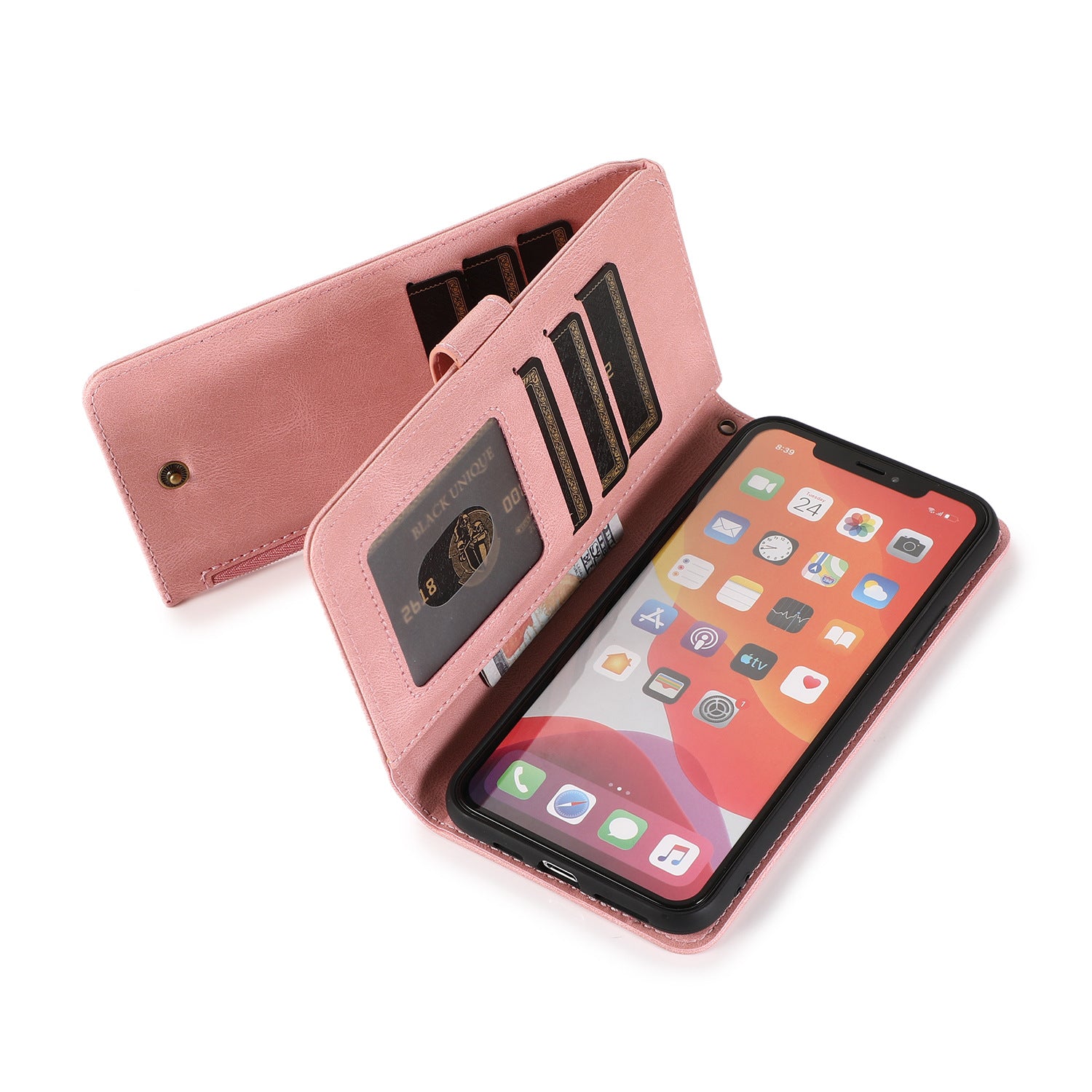 Ip12promax wallet leather case suitable for Ip11 stand phone case protective case