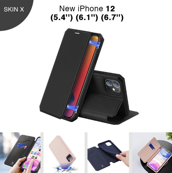 DuxDucis Pu Leather Case For Iphone 11 12 Pro Max Coque Luxury Thin Flip Cover Wallet Phone Cases For Iphone 12 5.4 6.1 6.7 Inch