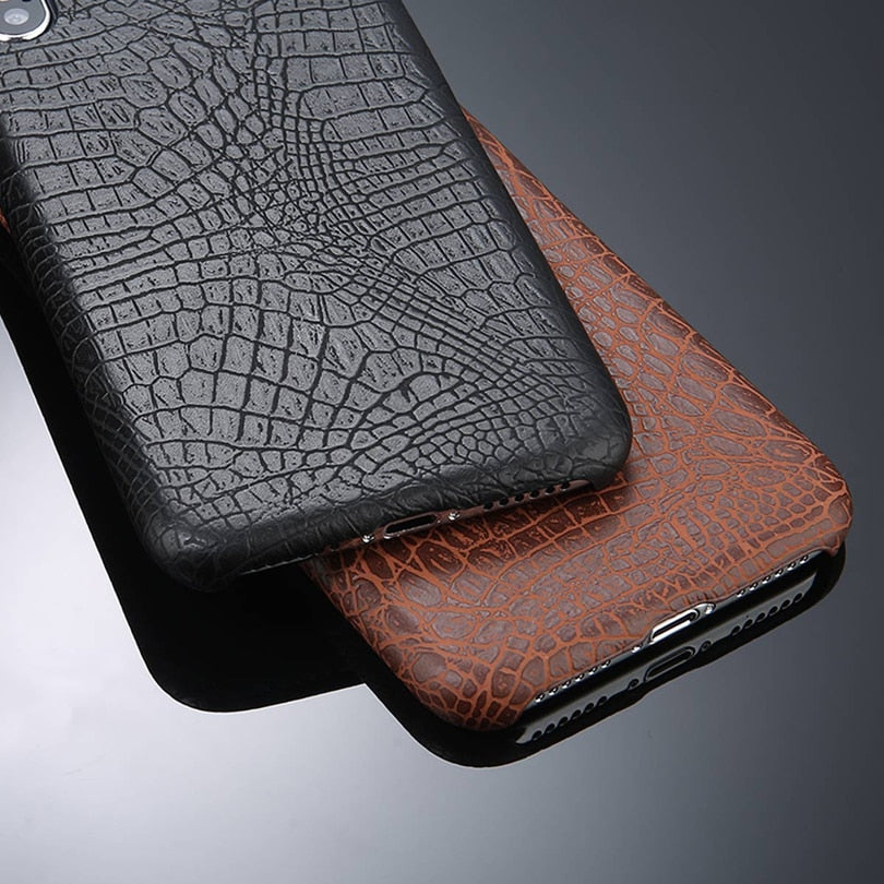 For iPhone 5 5s SE 6 6s 7 8 Plus X Case Crocodile Texture Phone Cases PU Leather Back Cover Coque For iPhone XS XR XS Max
