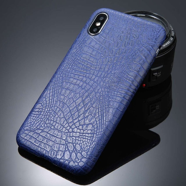 For iPhone 5 5s SE 6 6s 7 8 Plus X Case Crocodile Texture Phone Cases PU Leather Back Cover Coque For iPhone XS XR XS Max