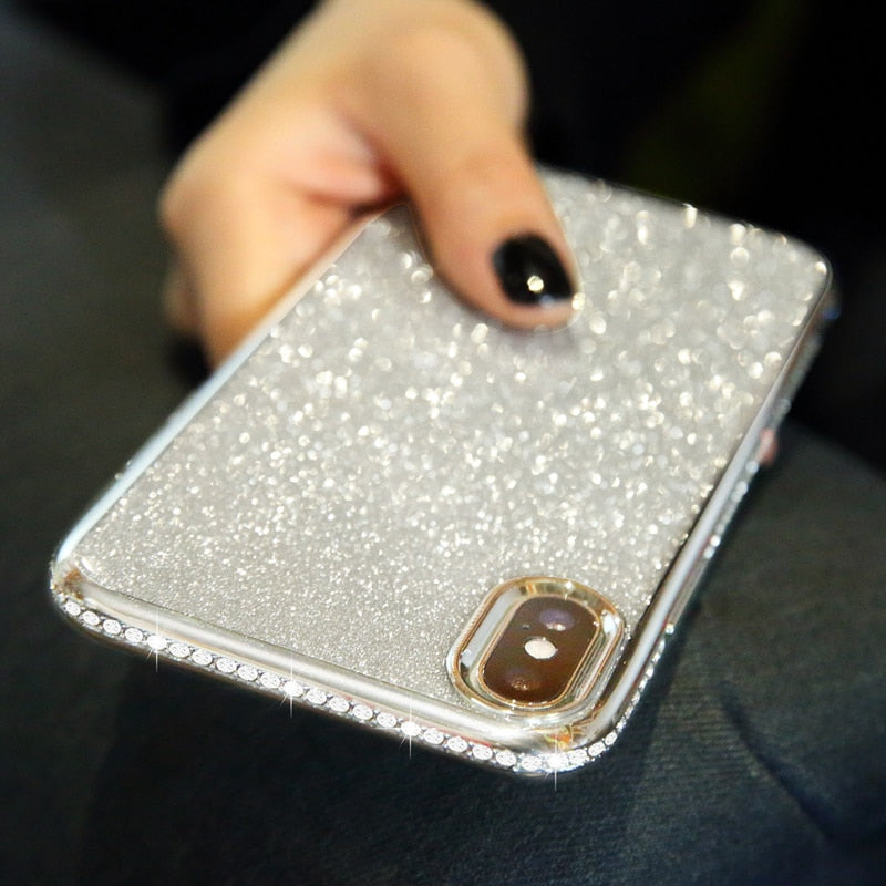 Rhinestone Glitter Case for iphone XS MAX XR 10 X 7 8 Plus 6 6s Soft Silicone TPU Diamond Sexy Girl Protector Back Cover