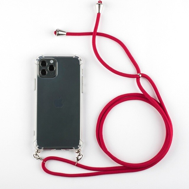 Phone Case For iPhone 11Pro 11 Pro Max Airbag Cover Silicone TPU Clear Case Coque With Lanyard Strap for iPhone 11