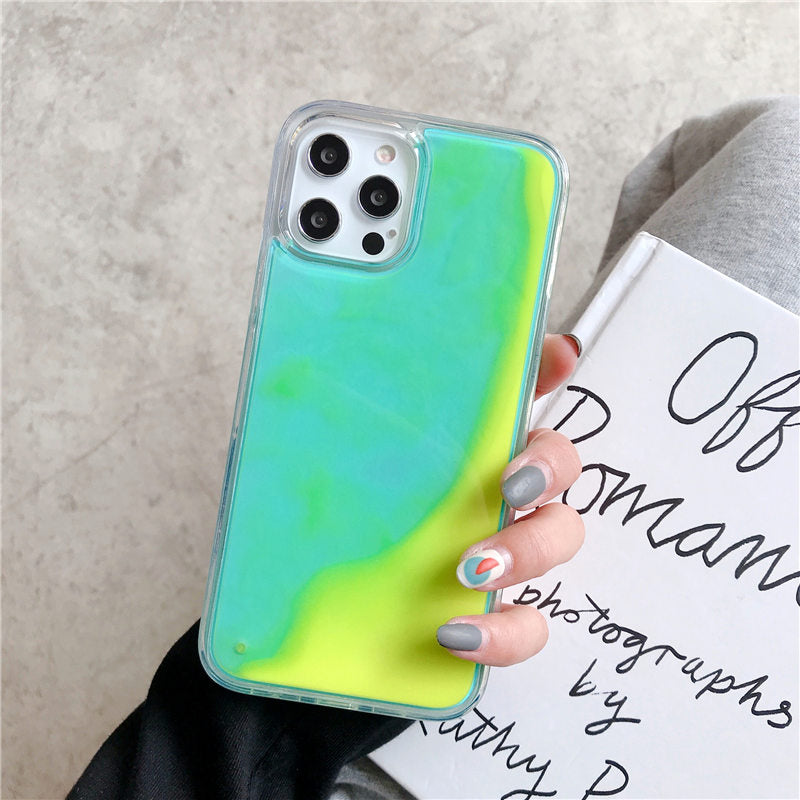 Luminous Phone Case For iPhone 12 11 12 Pro Max XR XS Max X 7 8 Plus 12 Mini 12Pro 12 11 Glitter Neon Sand Back Cover