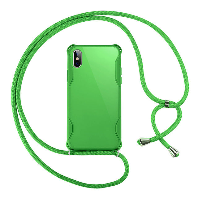 Lanyard Chain Tape Necklace Candy Color Phone Case For iPhone 11 7 8 Plus X XR XS 11Pro Max Airbag Soft TPU Back Shell For Carry
