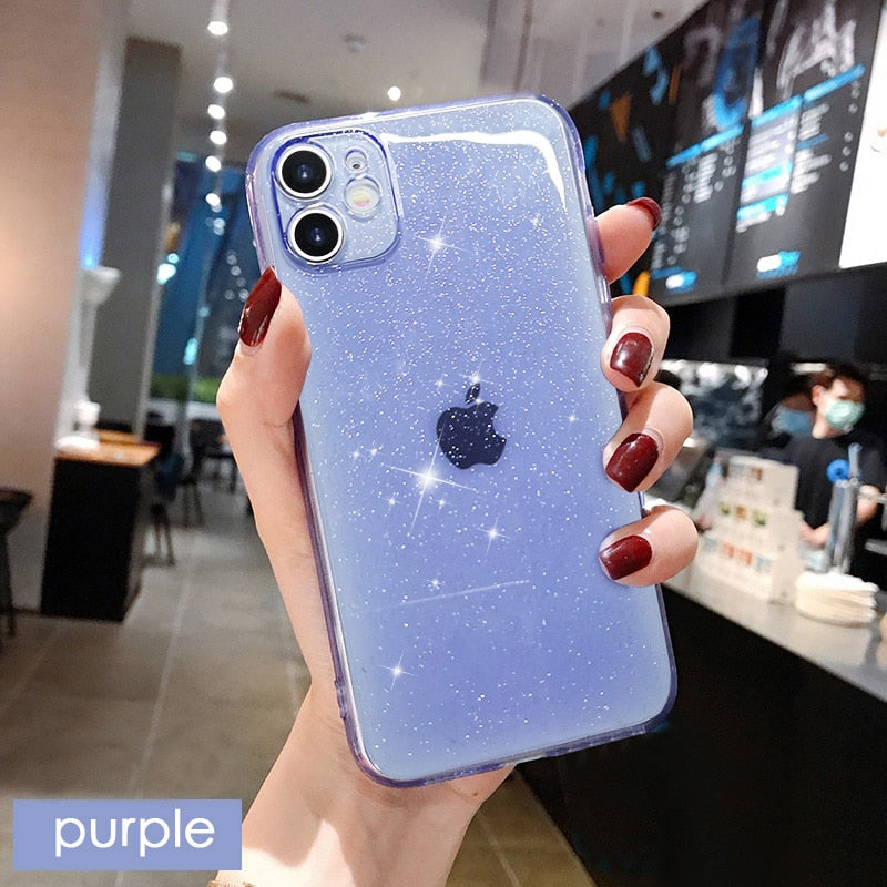 Glitter Fluorescent Colors Phone Cases On For iphone 12 11 Pro Max Mini XR X XS Max 6 6S 7 8 Plus 7Plus SE Soft TPU Cover