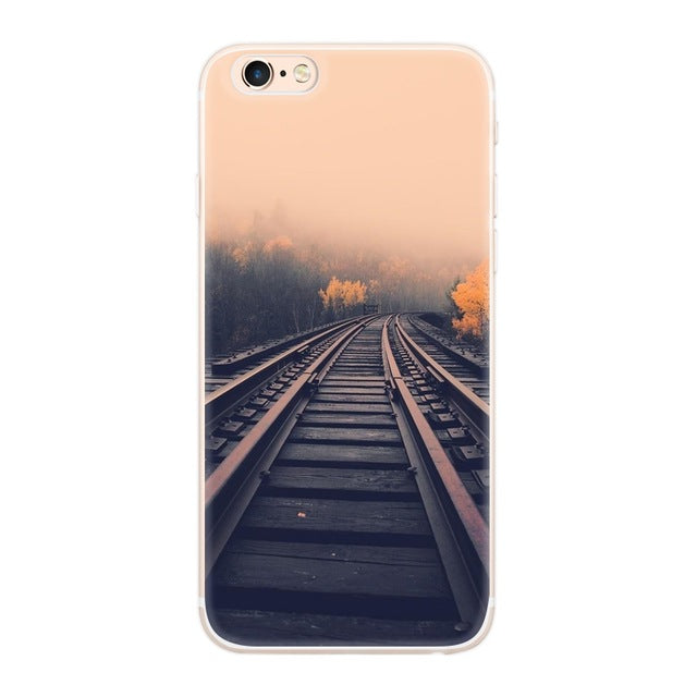 Silicon Case For iPhone 7 7Plus 6 6S 5 5S SE Case Soft TPU Cover Flower Leaves Bird