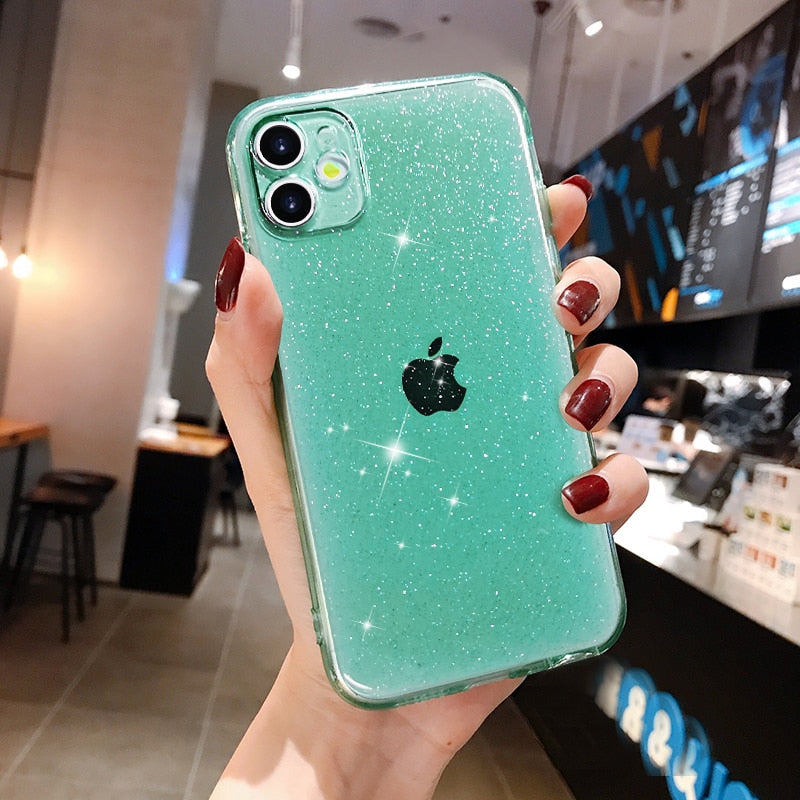 Glitter Fluorescent Colors Phone Cases On For iphone 12 11 Pro Max Mini XR X XS Max 6 6S 7 8 Plus 7Plus SE Soft TPU Cover