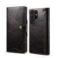 Samsung S22 Retro Leather Leather Case S24Ultra Phone Case Flip Cover S10+Card Insertion Leather Case Comes with Hand Rope