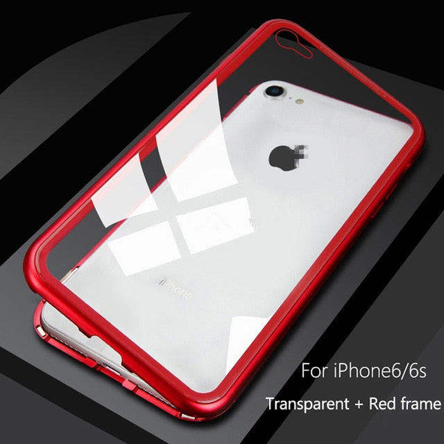 Metal Magnetic Case For iPhone XR XS MAX X 8 Plus 7 10 Tempered Glass Back Magnet Cases Cover For iPhone 7 6 6S Plus Case