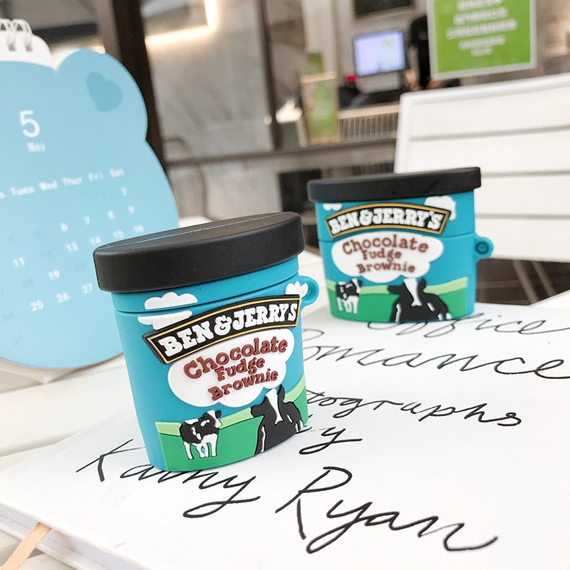 Brand ben jerry chocolate ice cream case For AirPods 1 2 Pro charge box soft silicone Wireless bluetooth earphone protect cover