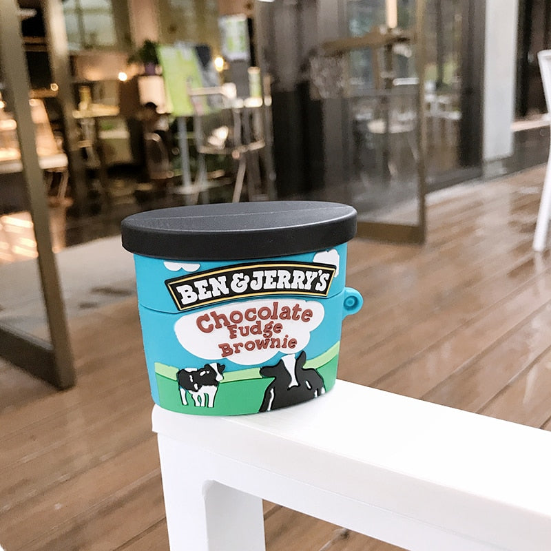 Brand ben jerry chocolate ice cream case For AirPods 1 2 Pro charge box soft silicone Wireless bluetooth earphone protect cover