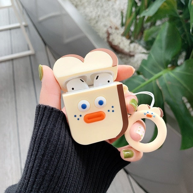 Cute Cartoon Earphone Case for Airpods 2 Cover Soft Silicone Slim Earphone Cover for Airpods 1 Case Bag Protective Strap Cases