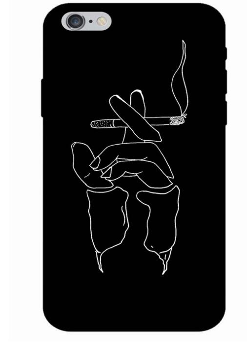 Mobile Shell Apple 8Plus Black tpu Face Line Soft Shell Simple Sketch Shell For iphone 6