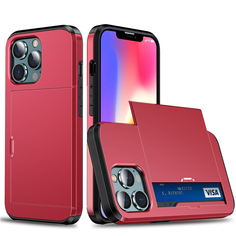 iPhone 17 ProMax phone case Apple 16 slide push card insert 14 15 anti drop protective cover