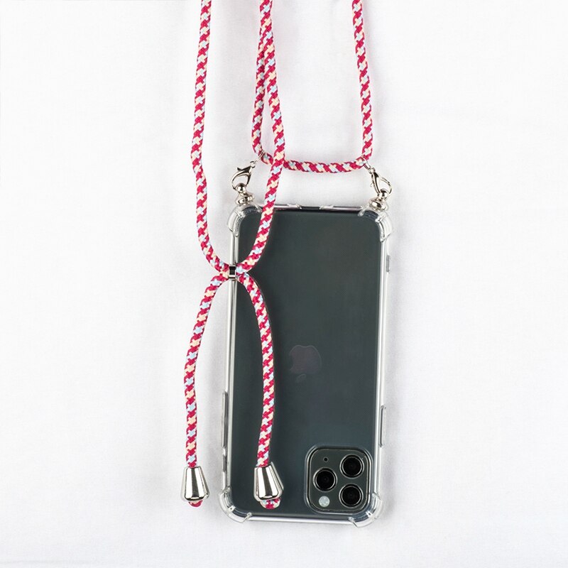 Phone Case For iPhone 11Pro 11 Pro Max Airbag Cover Silicone TPU Clear Case Coque With Lanyard Strap for iPhone 11