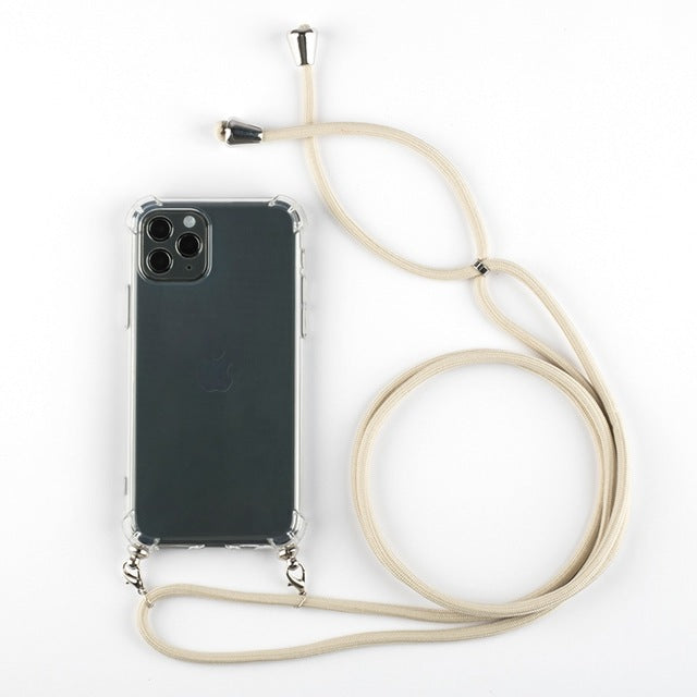 Phone Case For iPhone 11Pro 11 Pro Max Airbag Cover Silicone TPU Clear Case Coque With Lanyard Strap for iPhone 11