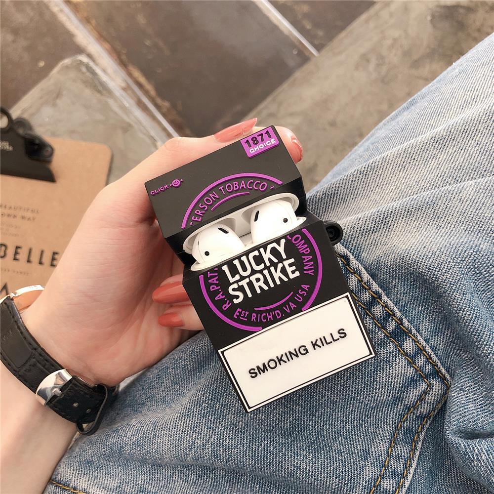 Fashion Cool Popularity Lucky Cigarette Headphone Case For Apple Airpods Pro 3 1 2 Silicone Wireless bluetooth headset Cover Box