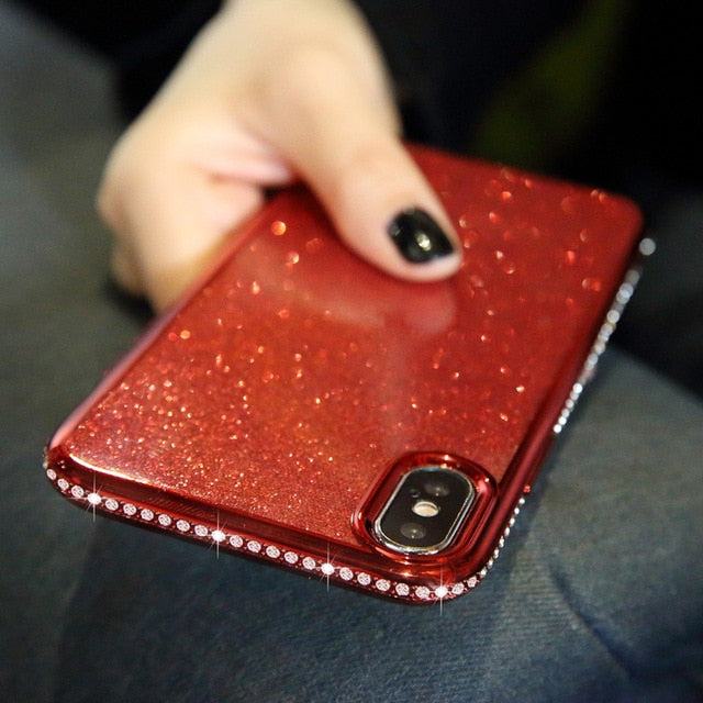 Rhinestone Glitter Case for iphone XS MAX XR 10 X 7 8 Plus 6 6s Soft Silicone TPU Diamond Sexy Girl Protector Back Cover
