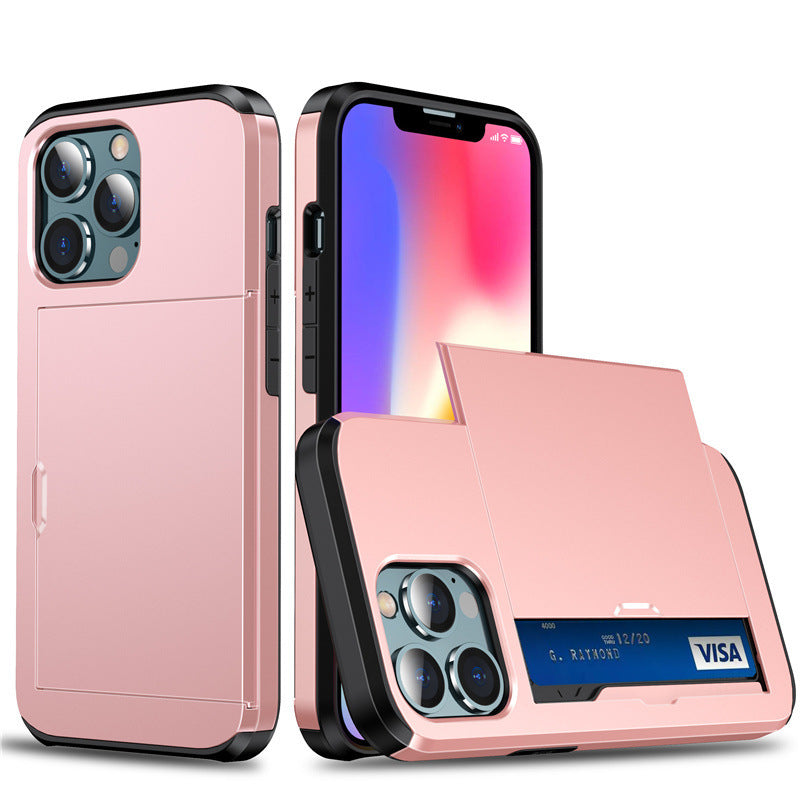 iPhone 17 ProMax phone case Apple 16 slide push card insert 14 15 anti drop protective cover