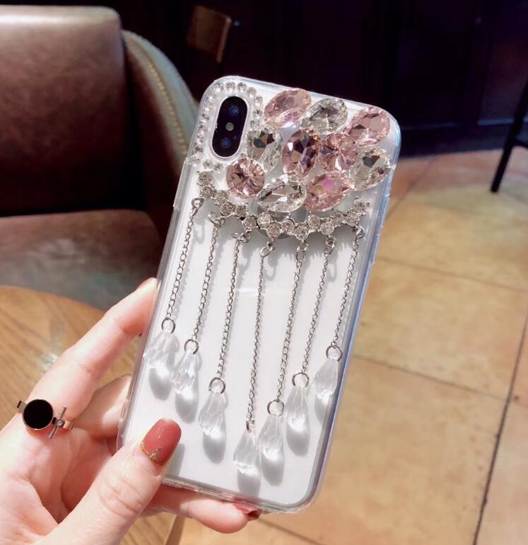 Glitter Pendant Phone Cases For iPhone Xs Max Back Cover Bling Rhinestone Case For iPhone 5s 6 6s Plus 7 8 Plus