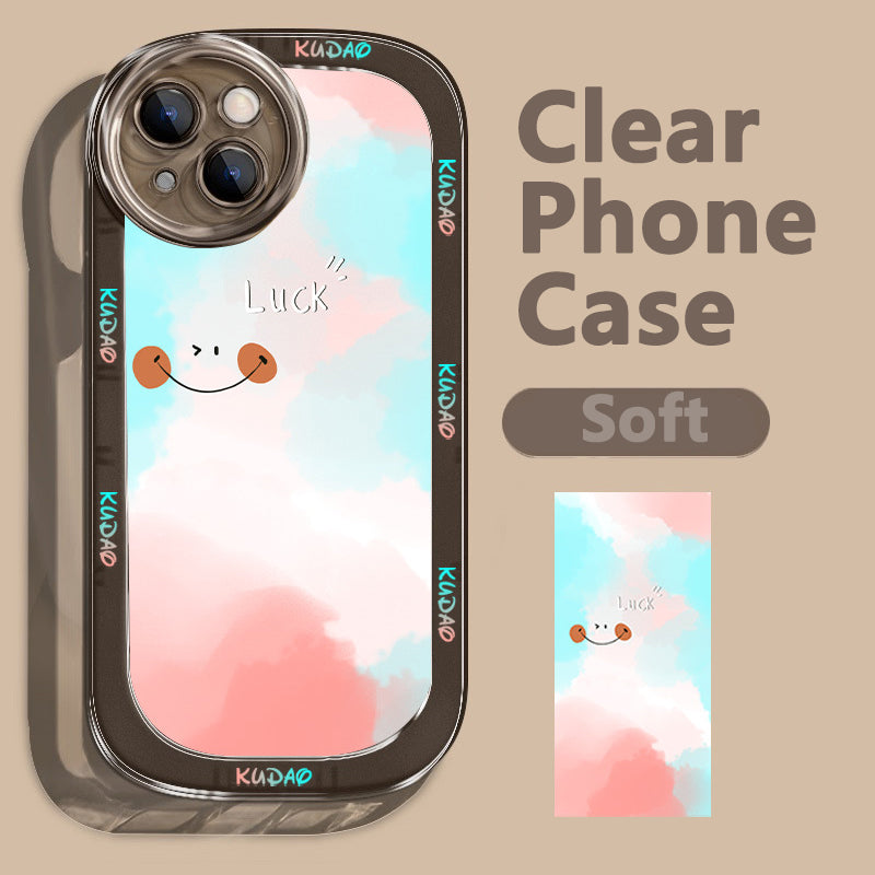 Smiley Face iPhone 14 phone case Apple 13pro transparent 12 simple 11 all inclusive xr men and women xsmax protective case