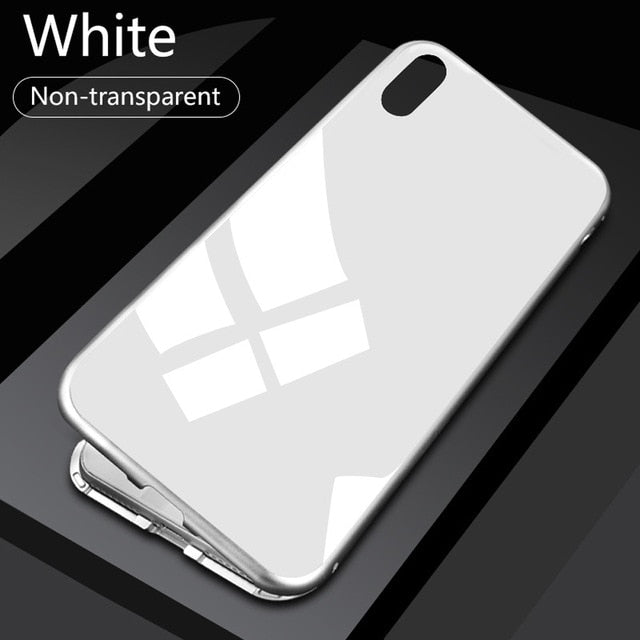 Metal Magnetic Case For iPhone XR XS MAX X 8 Plus 7 10 Tempered Glass Back Magnet Cases Cover For iPhone 7 6 6S Plus Case