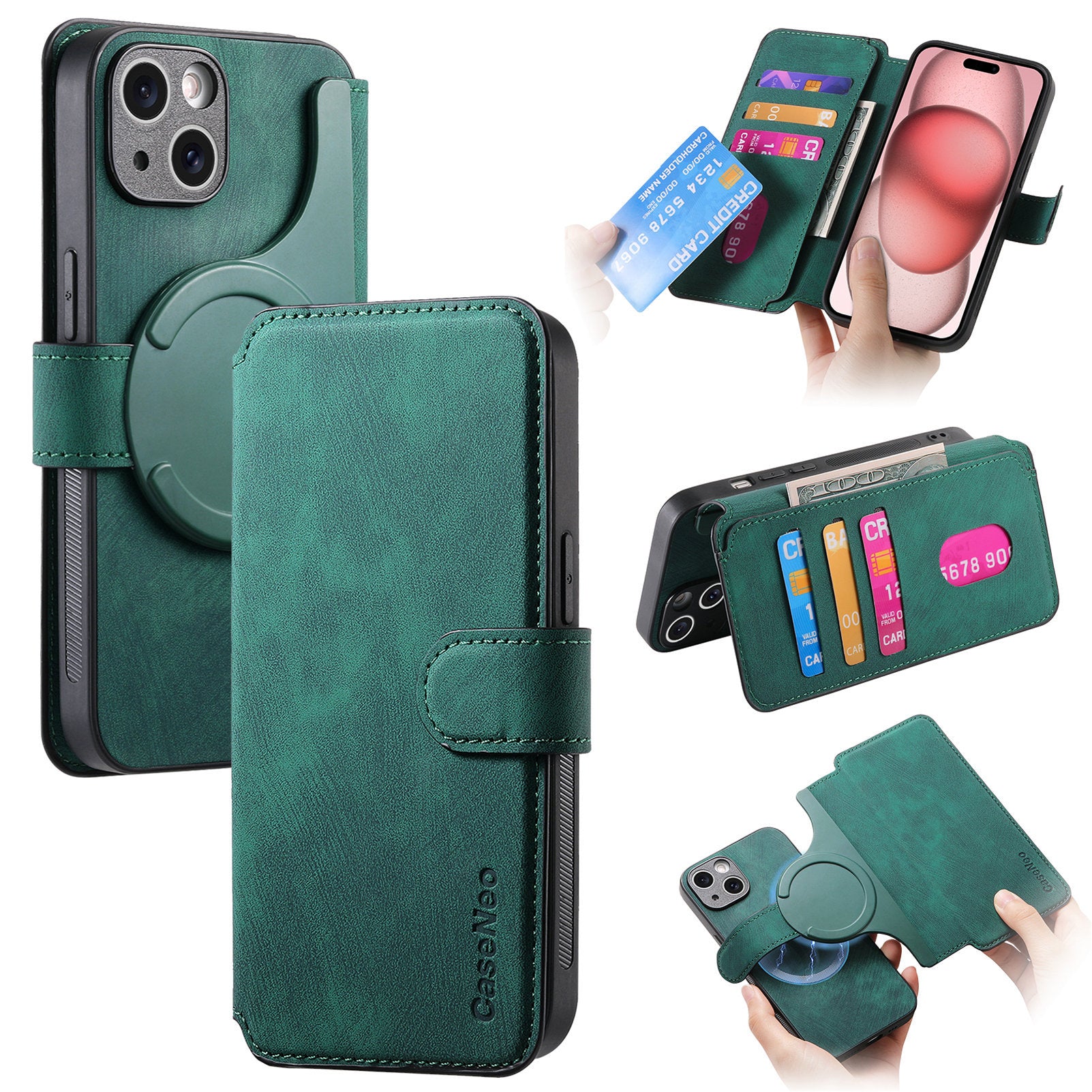 New magnetic separation suitable for Apple 16 mobile phone case Magsafe strong magnetic iPhone15 flip cover leather case 14 case