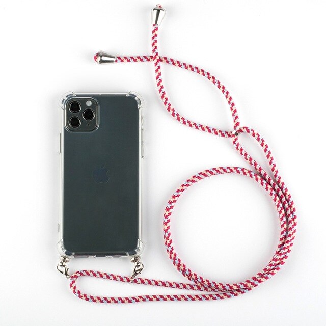 Phone Case For iPhone 11Pro 11 Pro Max Airbag Cover Silicone TPU Clear Case Coque With Lanyard Strap for iPhone 11
