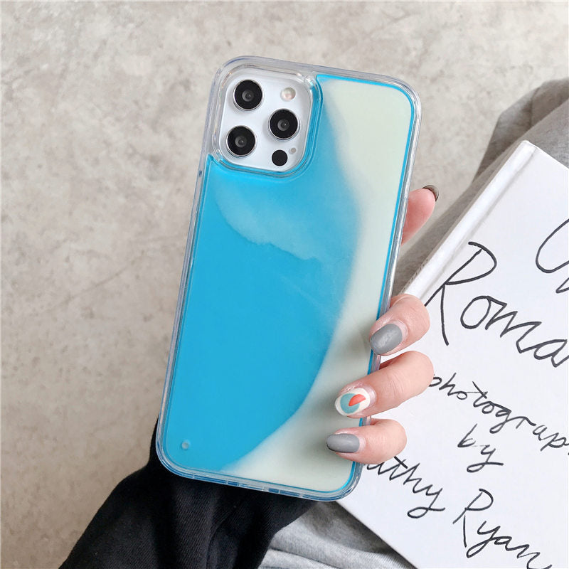 Luminous Phone Case For iPhone 12 11 12 Pro Max XR XS Max X 7 8 Plus 12 Mini 12Pro 12 11 Glitter Neon Sand Back Cover