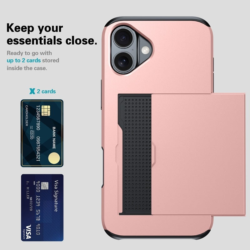 iPhone 17 ProMax phone case Apple 16 slide push card insert 14 15 anti drop protective cover