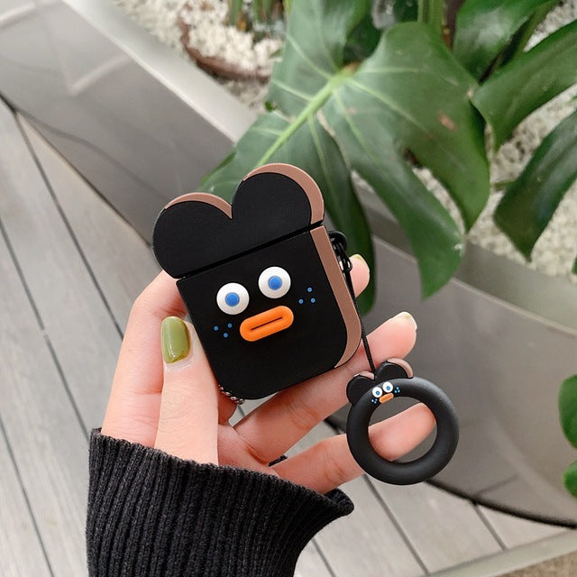 Cute Cartoon Earphone Case for Airpods 2 Cover Soft Silicone Slim Earphone Cover for Airpods 1 Case Bag Protective Strap Cases
