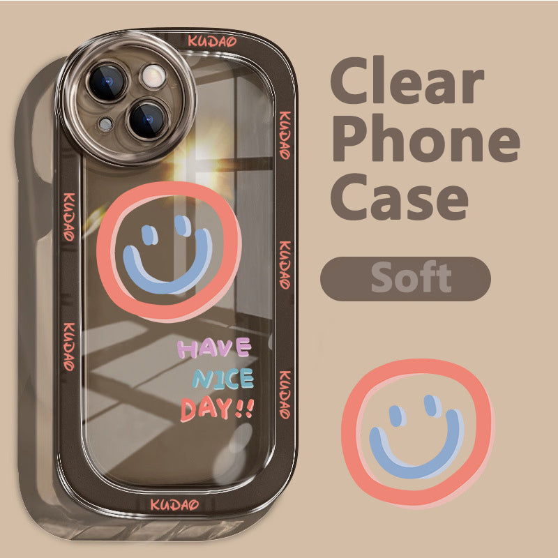 Smiley Face iPhone 14 Phone Case Apple 13pro Transparent 12 Simple 11 All Inclusive XR Men And Women XSMAX Protective Case