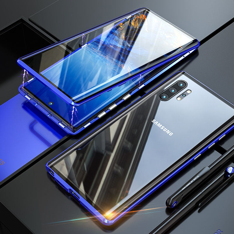 Full body Magnetic Tempered Glass Case for Samsung Note 10 S10 S9 Plus Note 9 Case Metal Bumper Shockproof Protective Shell