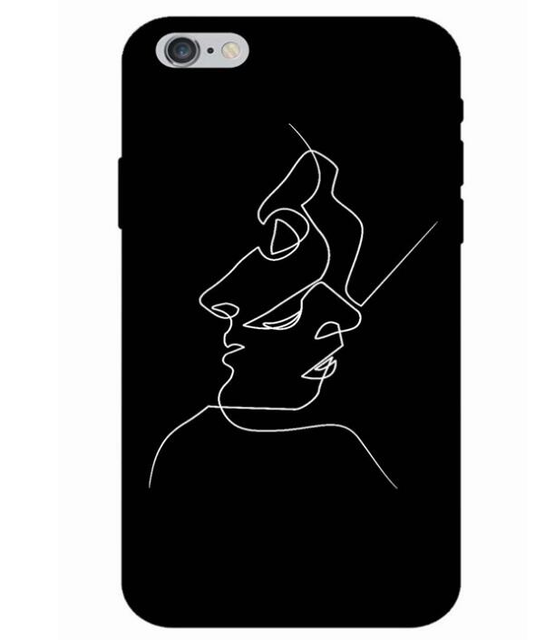Mobile Shell Apple 8Plus Black tpu Face Line Soft Shell Simple Sketch Shell For iphone 6