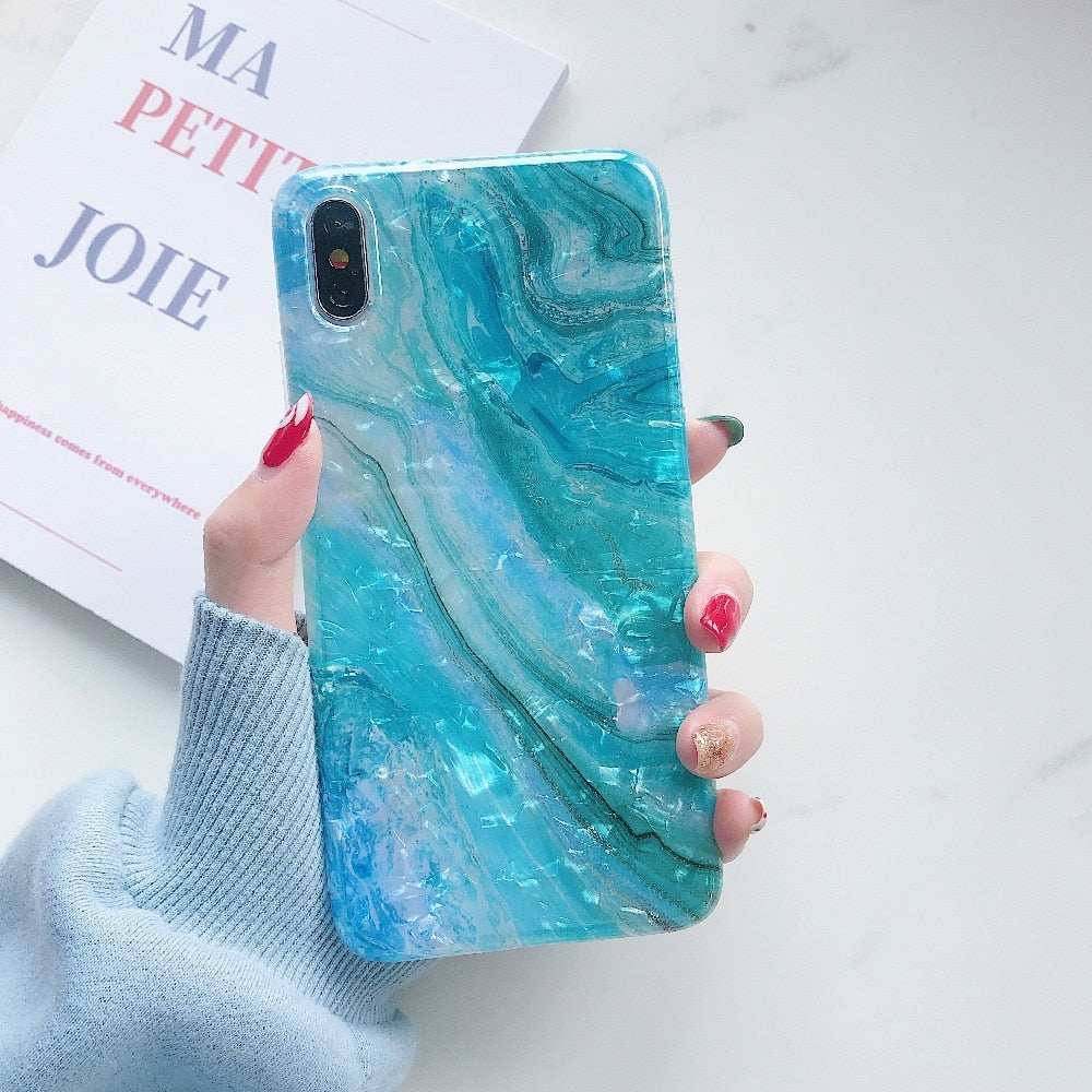 Glitter Marble Case For iphone 7 XR XS MAX Case Soft TPU Back Cover For iphone 6 6S 7 8 Plus iphone X XR Case Cover Phone Case