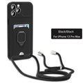 Crossbody Lanyard Ring Bracket Phone Case for IPhone 15 14 Plus 13 12 11 Pro Max with Card Holder Plastic Shockproof Cover