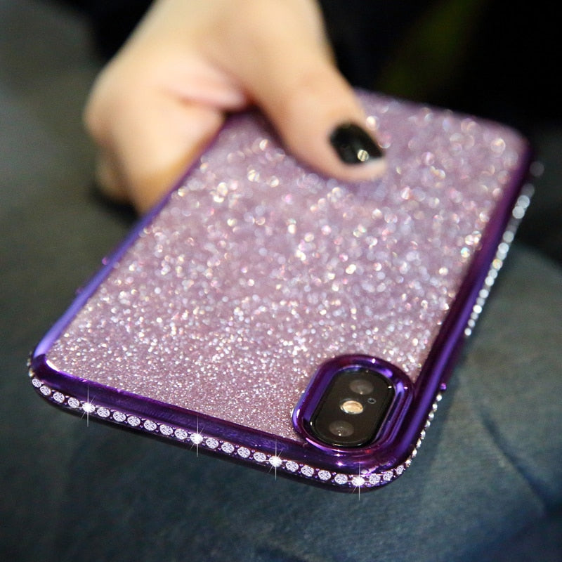Rhinestone Glitter Case for iphone XS MAX XR 10 X 7 8 Plus 6 6s Soft Silicone TPU Diamond Sexy Girl Protector Back Cover
