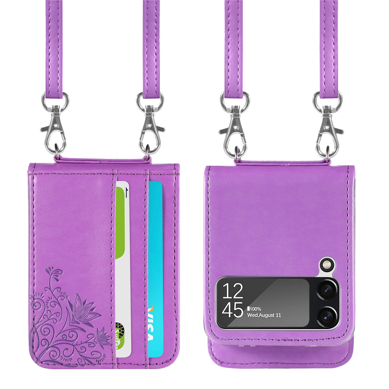 The New Model Is Suitable For Samsung Galaxy Folding Z Flip3 Mobile Phone Case Embossed Wallet Card Mobile Phone Protective Leather Case