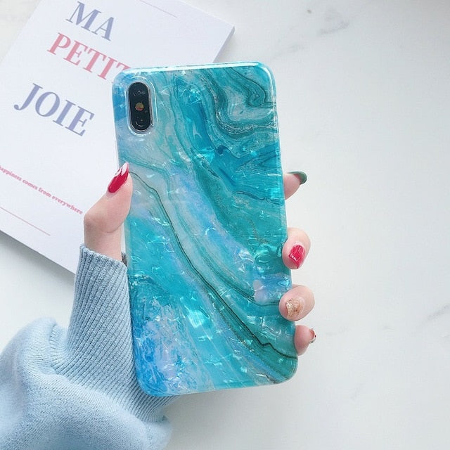 Glitter Marble Case For iphone 7 XR XS MAX Case Soft TPU Back Cover For iphone 6 6S 7 8 Plus iphone X XR Case Cover Phone Case
