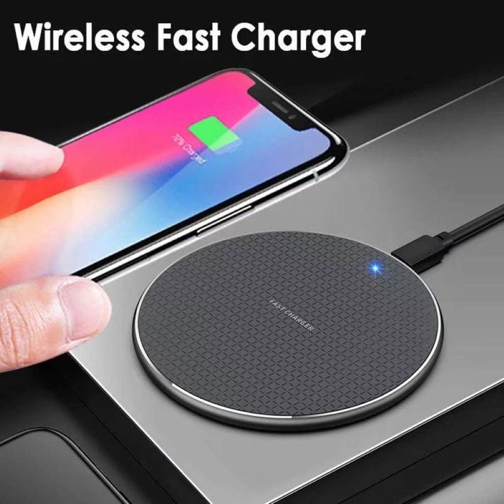 Round wireless ultra-thin charger new product 10W aluminum alloy mobile phone wireless charger gift gift Android Apple universal