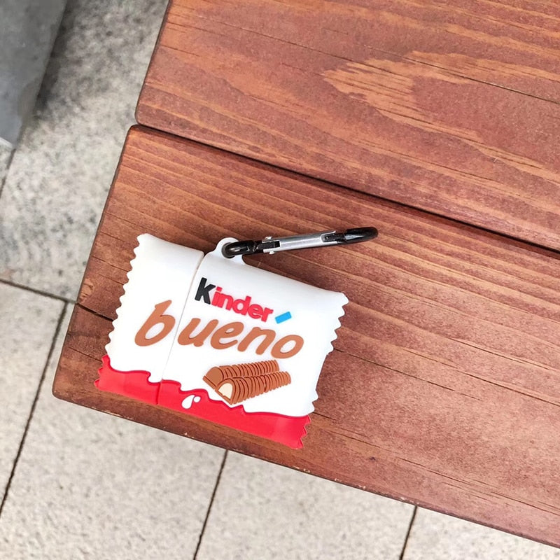 Hot Kinder Bueno Sandwich chocolate Soft silicon Wireless Earphone Charging Cover for Apple AirPods 1 2 Bluetooth case Headset