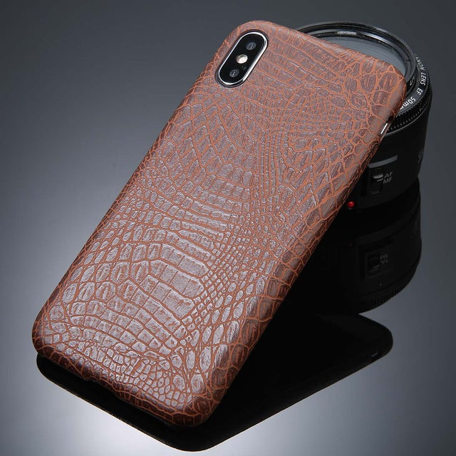For iPhone 5 5s SE 6 6s 7 8 Plus X Case Crocodile Texture Phone Cases PU Leather Back Cover Coque For iPhone XS XR XS Max