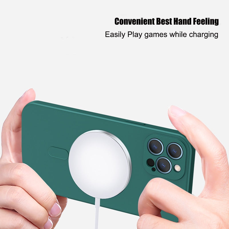Liquid Silicone Magnetic Case for iPhone 12 Pro Max 11Pro X Xs Xr 7 8 Plus 12 Mini Wireless Charger Magsafing Magnet Back Cover