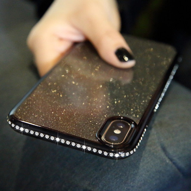Rhinestone Glitter Case for iphone XS MAX XR 10 X 7 8 Plus 6 6s Soft Silicone TPU Diamond Sexy Girl Protector Back Cover