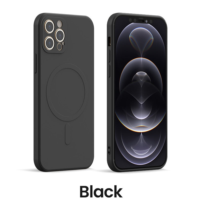 Liquid Silicone Magnetic Case for iPhone 12 Pro Max 11Pro X Xs Xr 7 8 Plus 12 Mini Wireless Charger Magsafing Magnet Back Cover