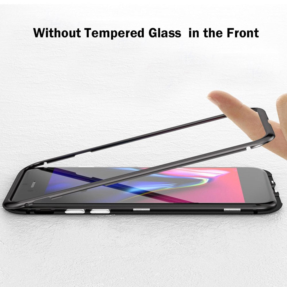 Metal Magnetic Case For iPhone XR XS MAX X 8 Plus 7 10 Tempered Glass Back Magnet Cases Cover For iPhone 7 6 6S Plus Case
