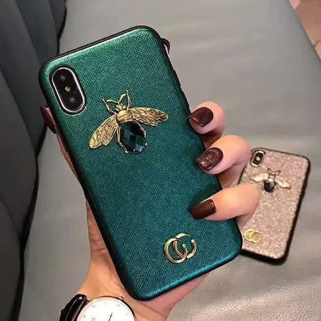 uxury 3D Bee Phone Case for iphone XS XR MAX TPU Fashion Printed Designer Womens Protective Cover