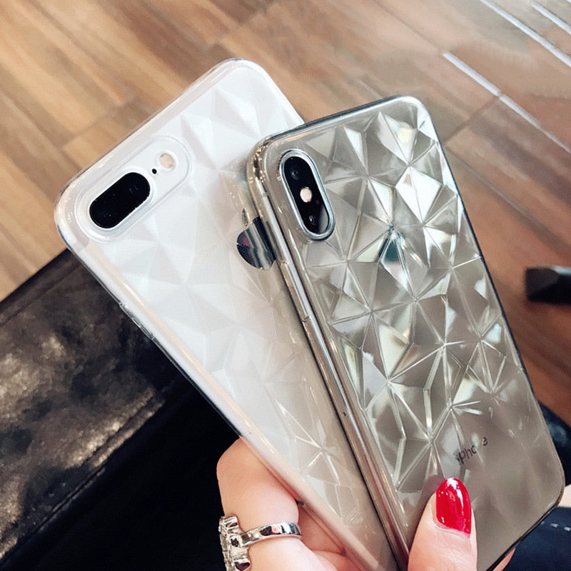 Diamond Texture Case For iPhone 6 6s 7 8 Plus X XR XS Max Soft Phone Cover for iPhone 7 Luxury Transparent Ultra Thin